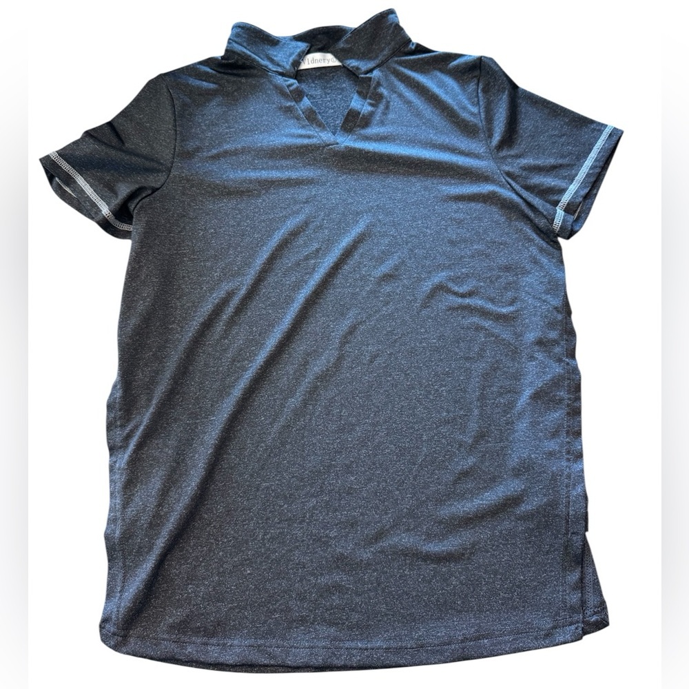 Women’s Gray Collared Polo Short Sleeve Shirt L